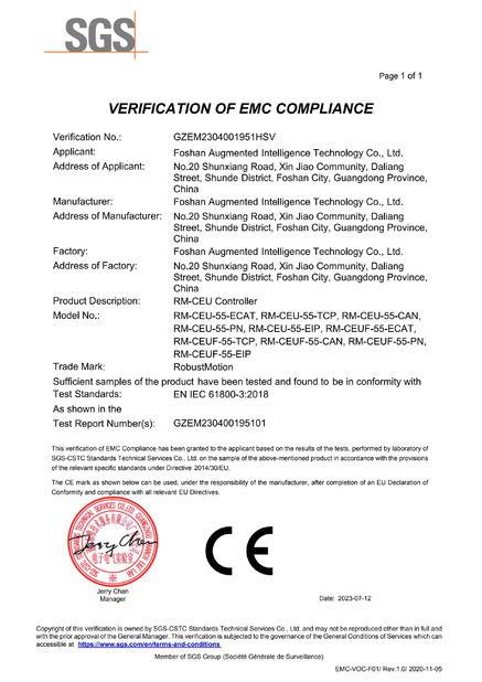 China Foshan Augmented Intelligence Technology Co., Ltd certification