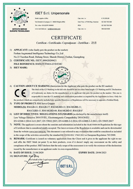 China Foshan Augmented Intelligence Technology Co., Ltd certification