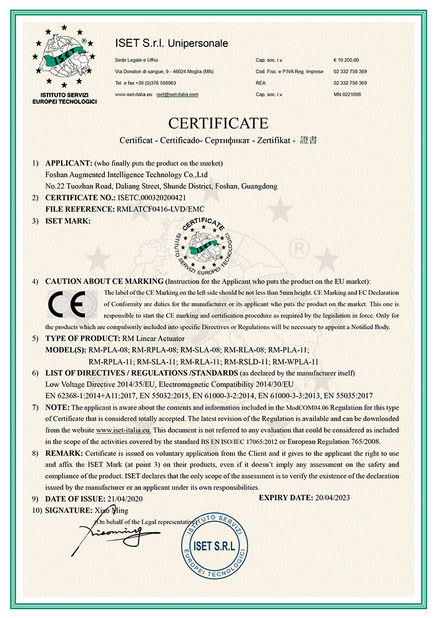 China Foshan Augmented Intelligence Technology Co., Ltd certification